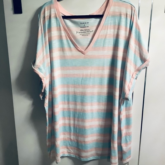 Torrid 6 Pink/Blue Multi Striped Dolman Top - Picture 6 of 10